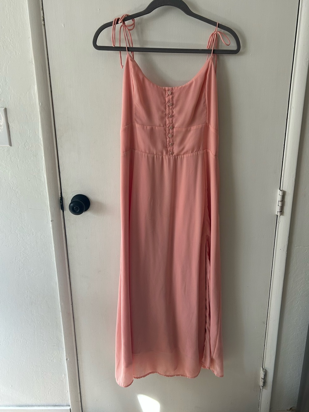 Abercrombie & Fitch Coral Pink Maxi Slip Dress with Tie Straps